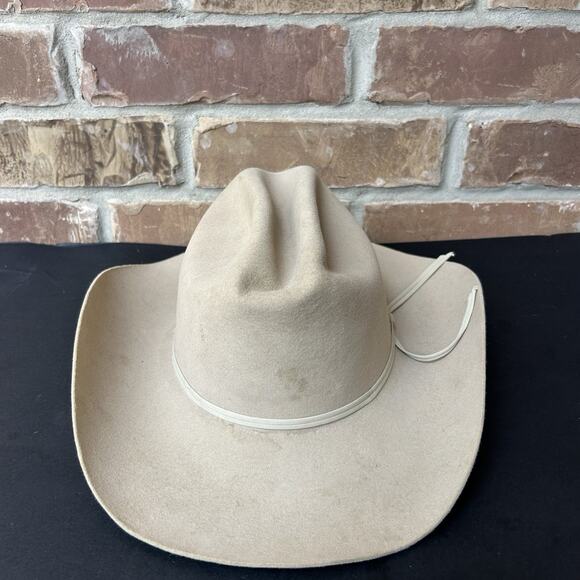 Vintage John B Stetson Hat 4X Beaver Rancher Size 6-7/8 Beige Fur Cowboy Western - Picture 1 of 13